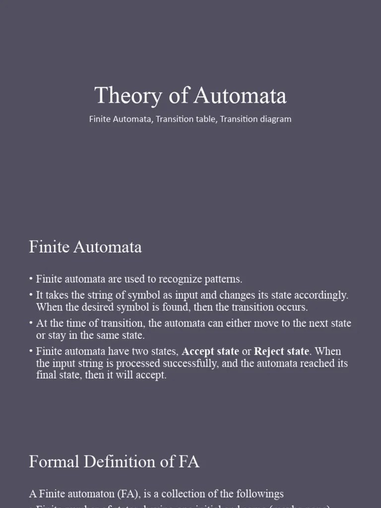 Theory Of Automata Finite Automata 4 | PDF | Algorithms | Computational ...
