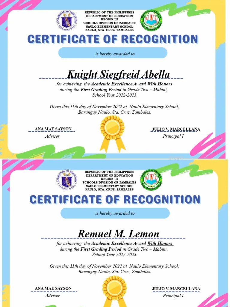 Award Certificates SY 2022-2023 | PDF | Government | Public Administration