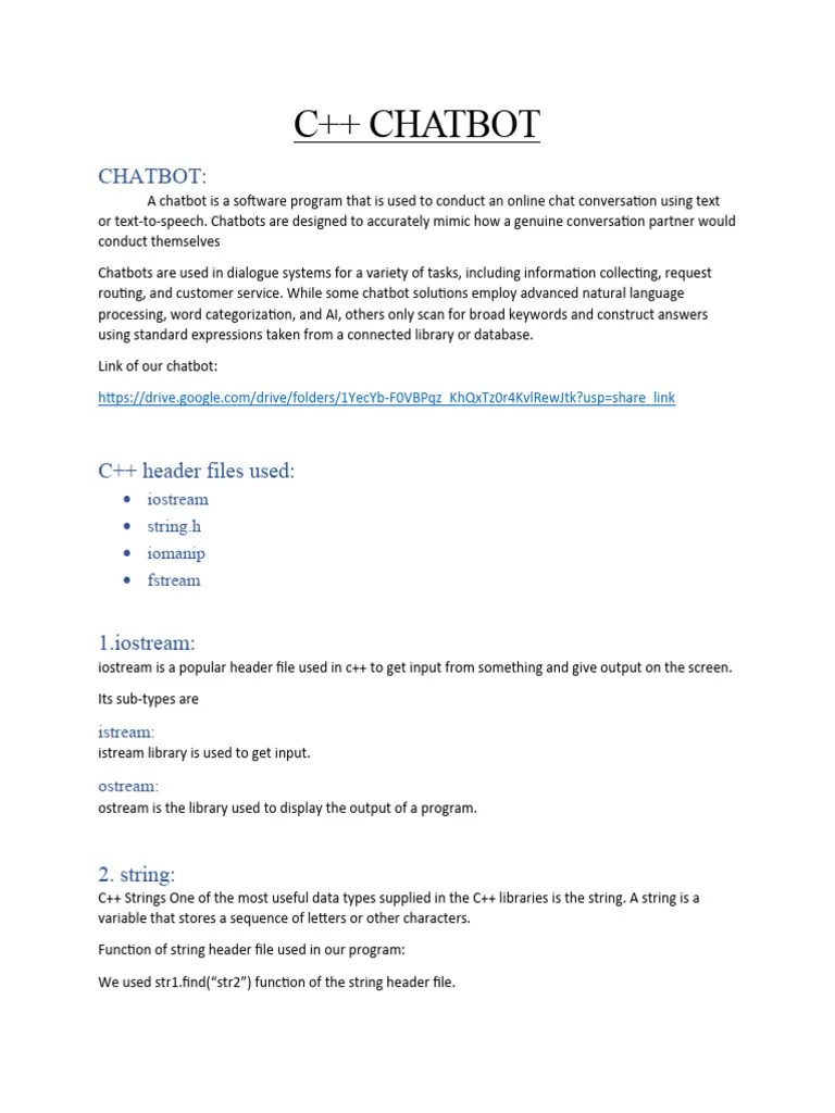 CHATBOT | PDF | C++ | Computer Programming