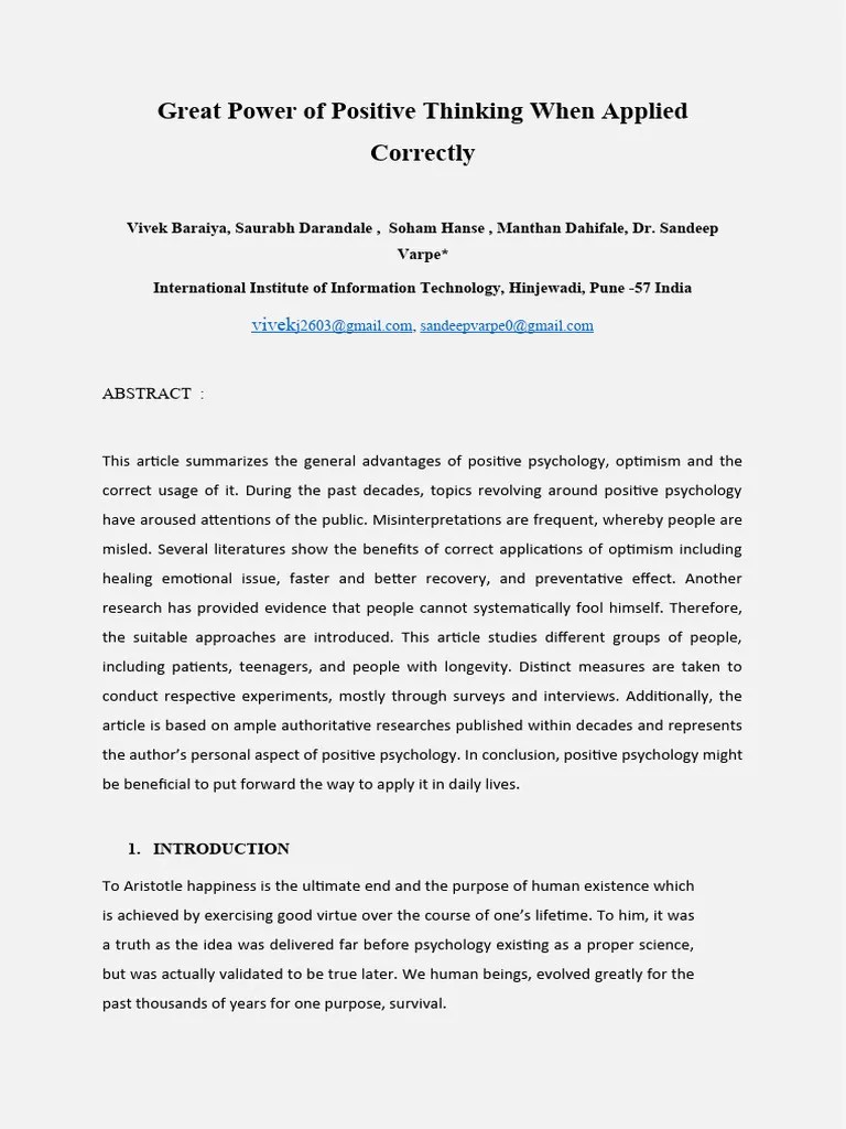 Great Power Of Positive Thinking When Applied Correctl12 | PDF ...