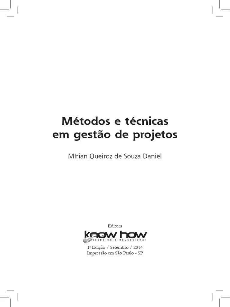 Metodos E Tecnicas Em Gestao De Projetos | PDF | Pedagogia | Planejamento