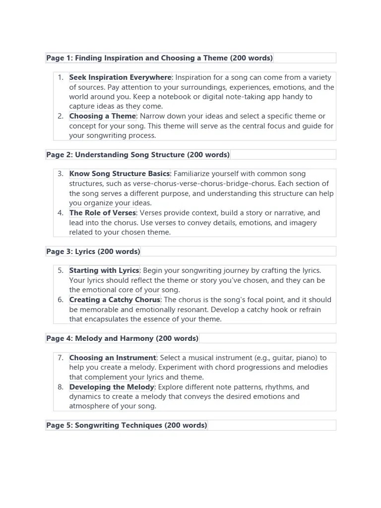 How To Write A Song | PDF | Song Structure | Human Communication