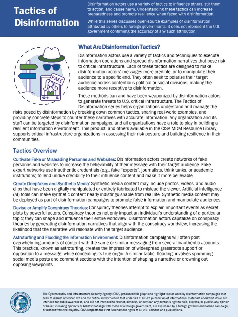 Tactics Of Disinformation - 508 | PDF | Social Media | Popular Culture & Media Studies