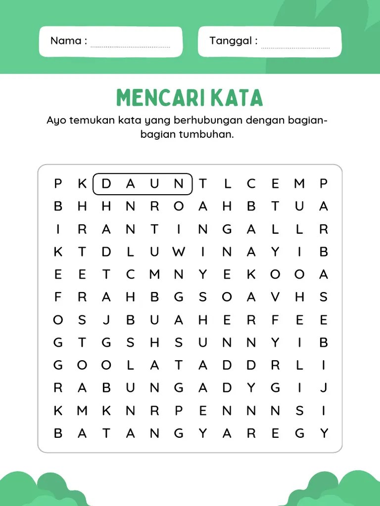 Hijau Ilustratif Ipa Bagian Tumbuhan Lembar Kerja 1 Pdf - Best Minimal Arts in 4K