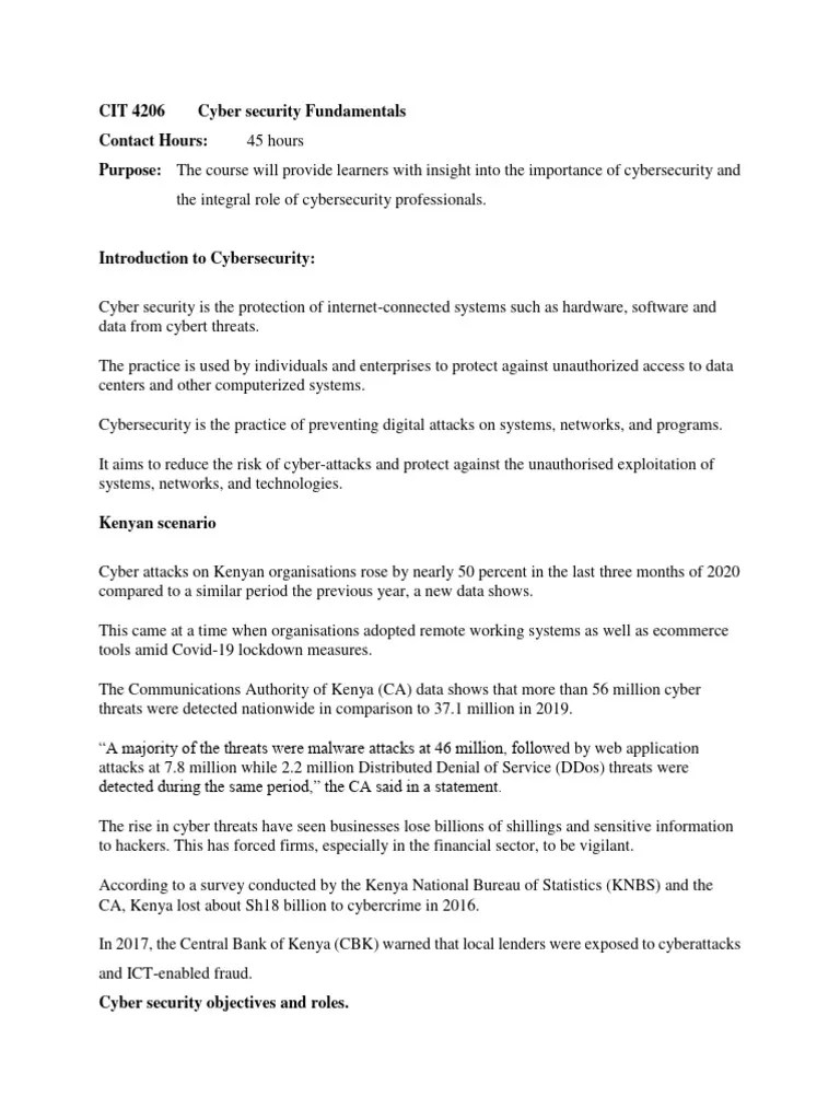 Cyber Security Lecture Notes | PDF | Security | Computer Security