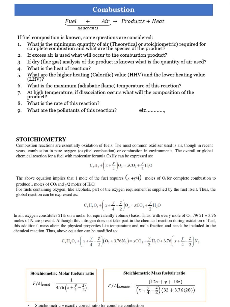2 Combustion Chemistry | PDF | Combustion | Stoichiometry