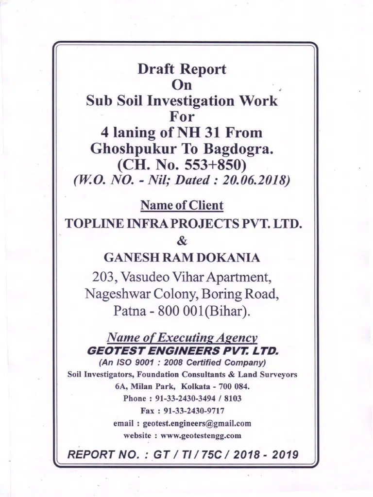 Soil Test Report - Sample Format - 2 | PDF | Deep Foundation | Natural ...