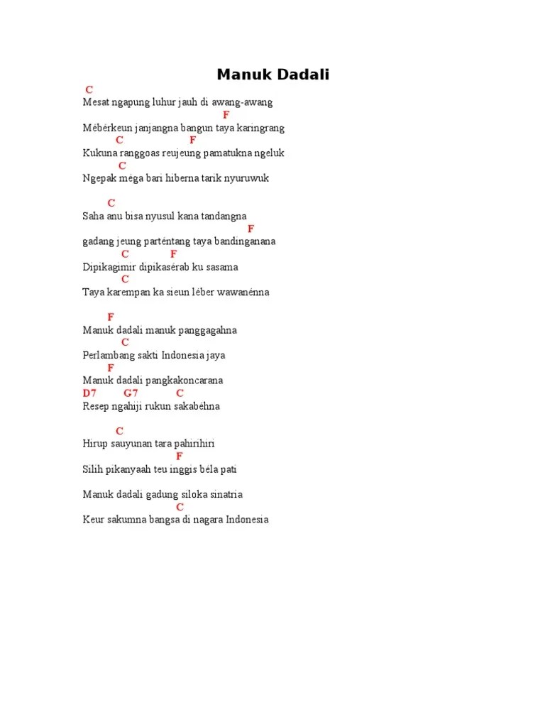 Chord Gitar Manuk Dadali - Lirik Chord Musik