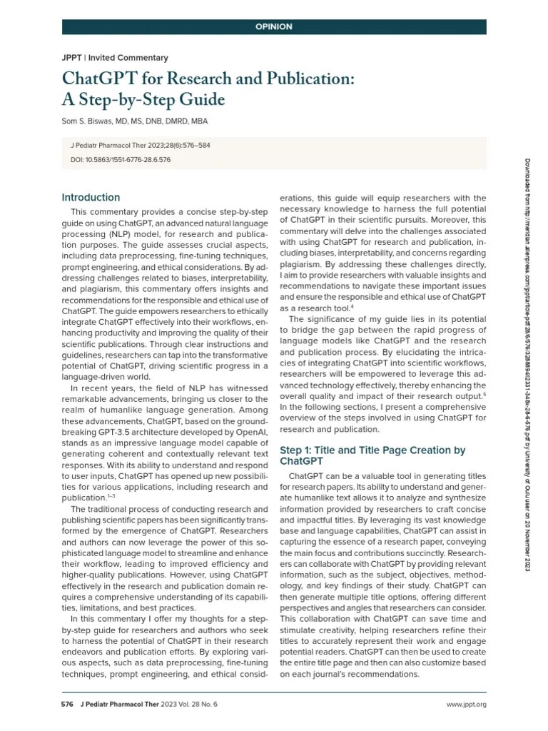 ChatGPT For Research And Publication - A Step By Step Guide | PDF ...