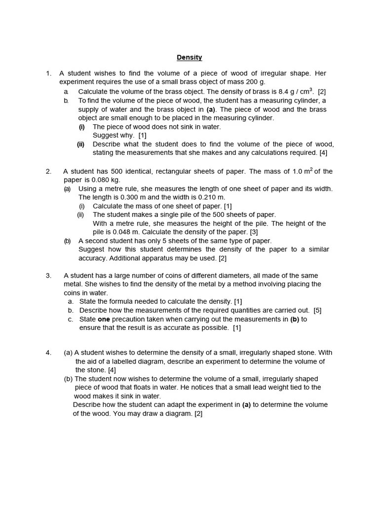 Physics IGCSE Density | PDF | Sheet Metal | Density