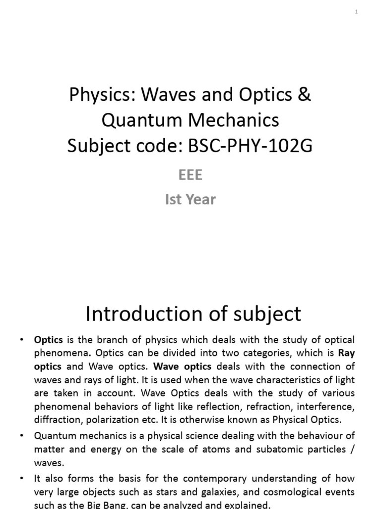 Unit 1 11092019 | PDF | Waves | Optics
