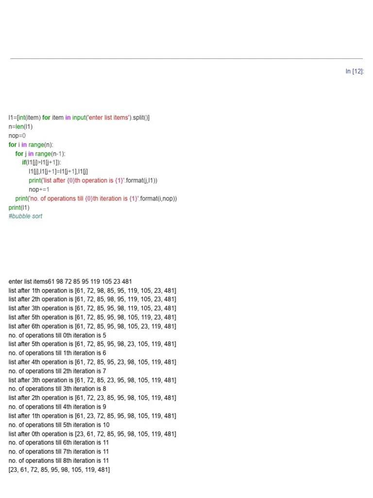 Bubble Insertion Selection Sorting Algos | PDF | Computer Programming ...