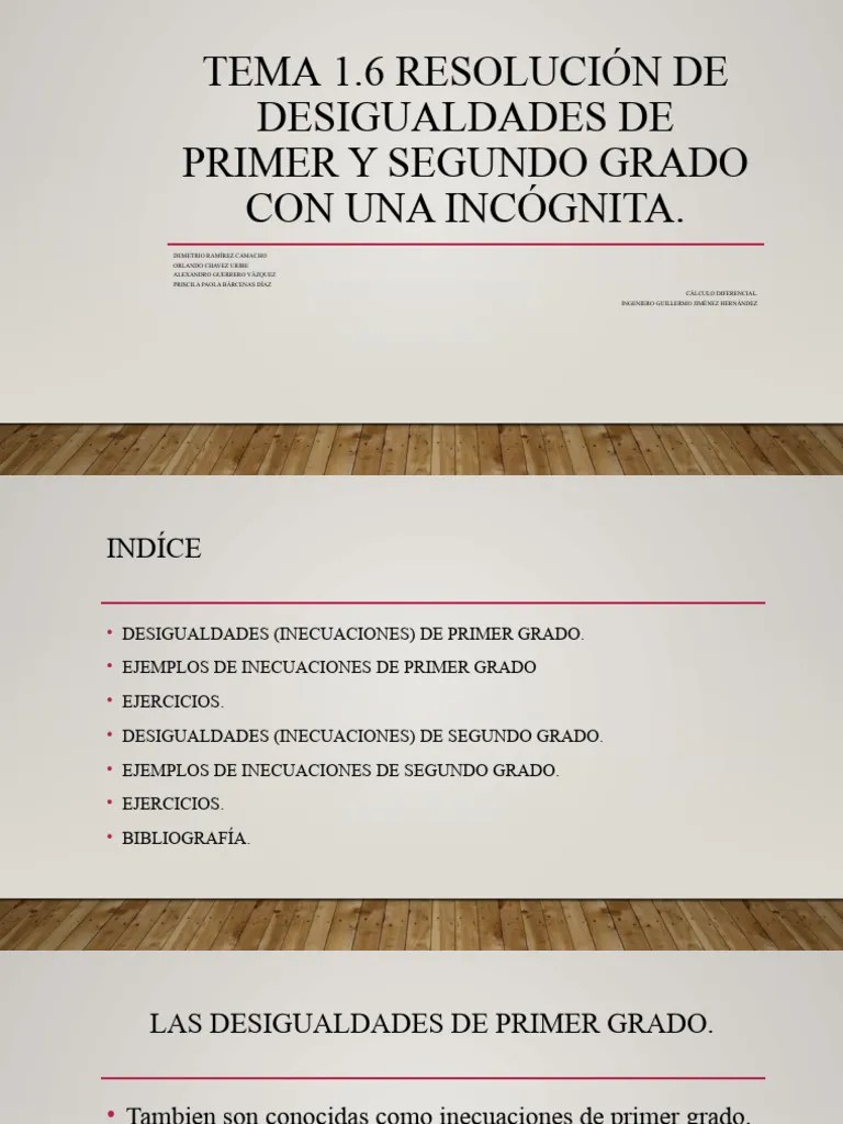 Tema 1.6 Resolución De Desigualdades De Primer Y Segundo Grado Con Una ...