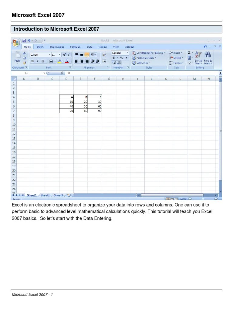 Microsoft Excel 2007 | Download Free PDF | Microsoft Excel | Spreadsheet