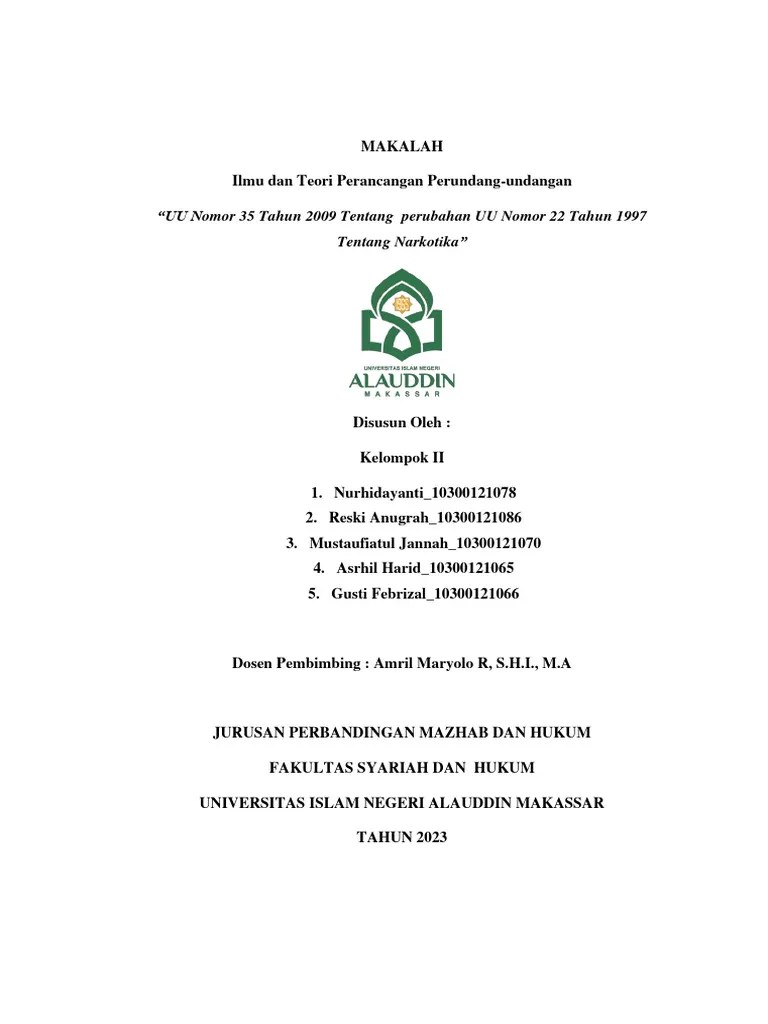 Uu No 35 Tahun 2009 | PDF