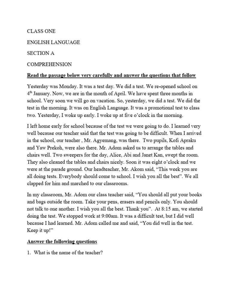 English Class 1 | PDF