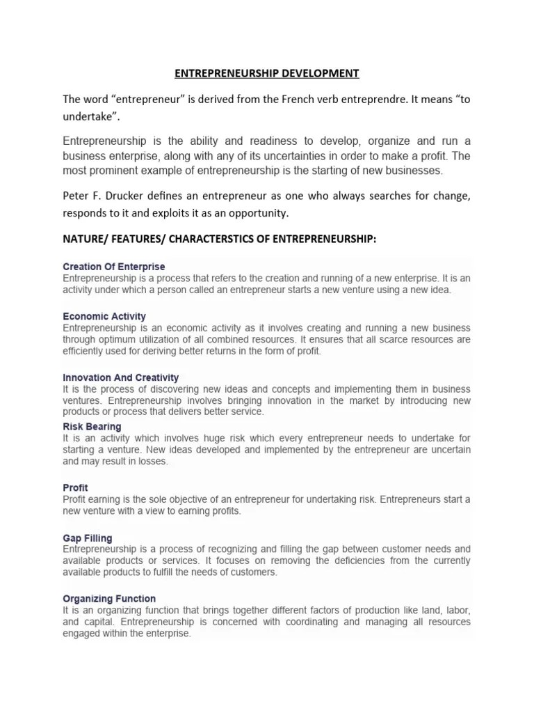 ENTREPRENEURSHIP DEVELOPMENT (UNIT 1) Notes | PDF | Franchising ...