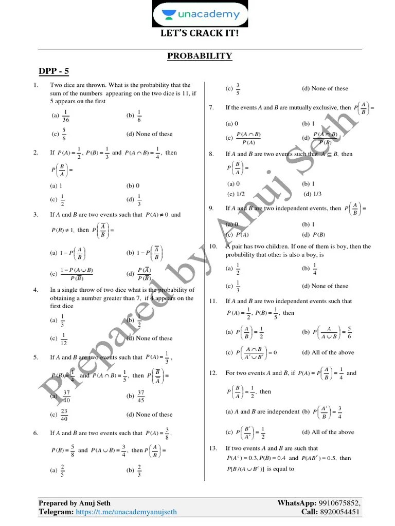 Probability 5 | PDF | Multiple Choice | Probability