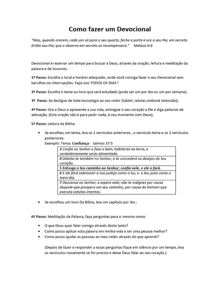 Como Fazer Um Devocional | PDF | Oração | Conteúdo Bíblico