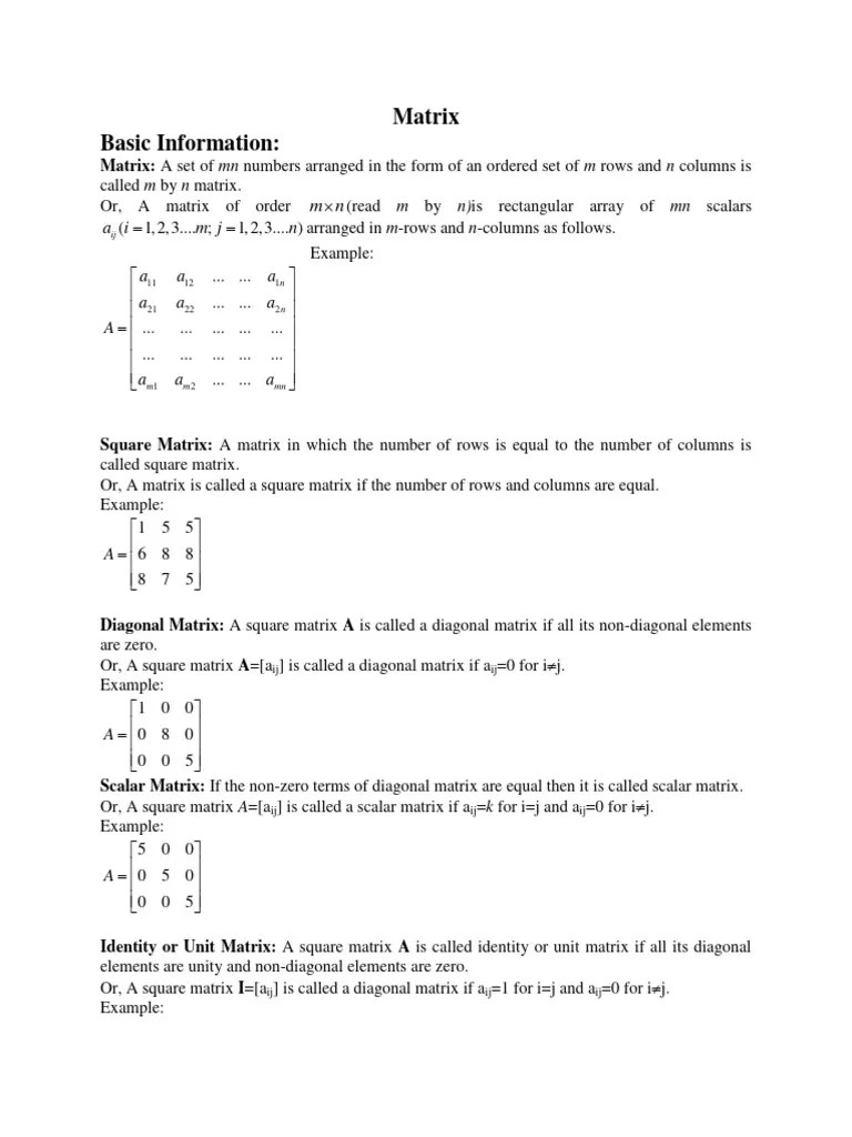 Matrix | PDF | Matrix (Mathematics) | Numerical Analysis