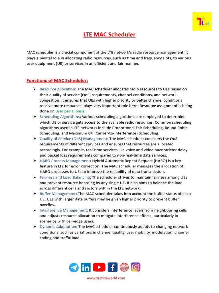 LTE MAC Scheduler | PDF | Scheduling (Computing) | Quality Of Service