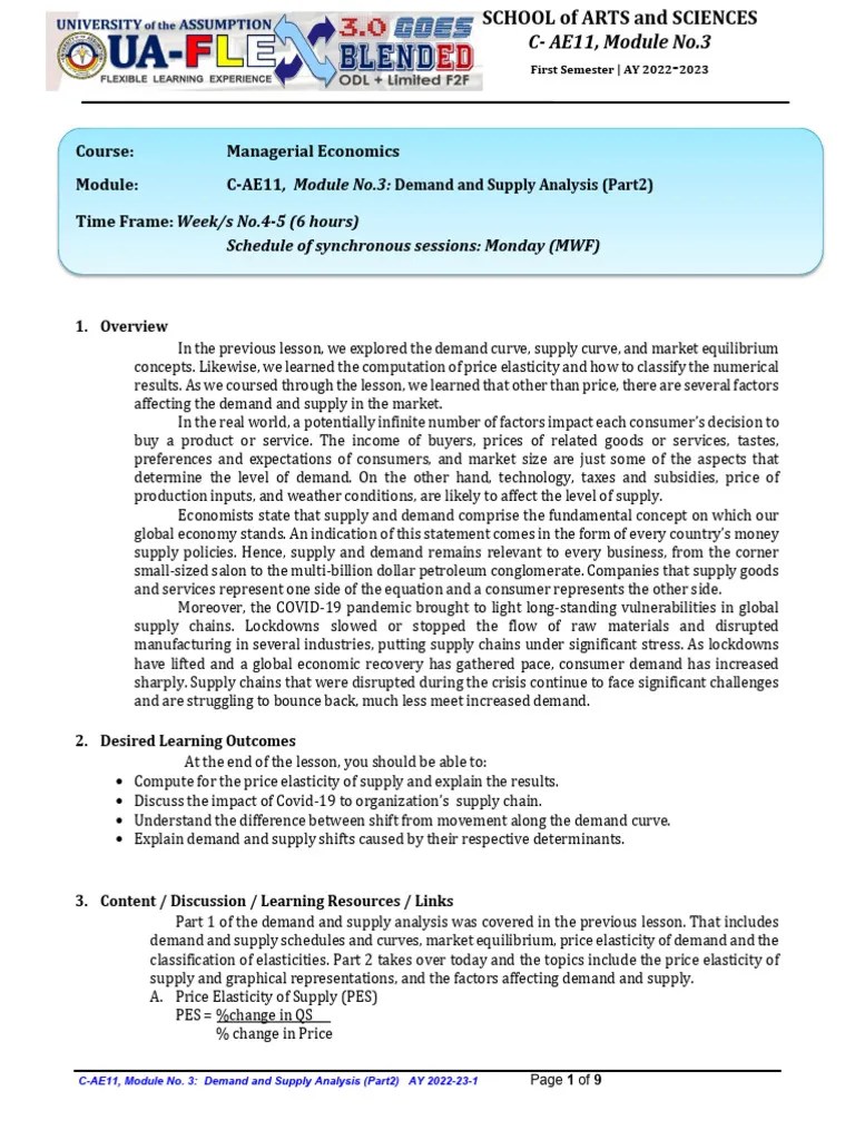 Managerial Economics Module3 | PDF | Supply (Economics) | Demand