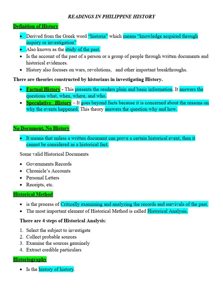 Readings In Philippine History | PDF | Primary Sources | Historiography