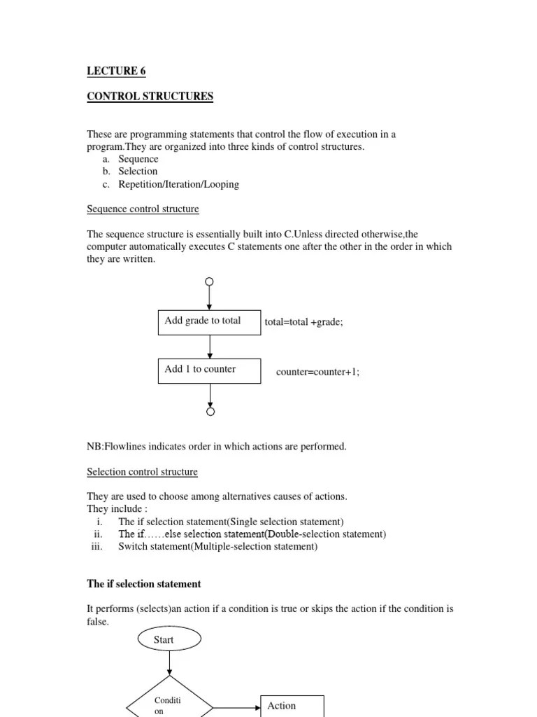 LECTURE 6 - CONTROL STRUCTURES | PDF | Control Flow | Computer Engineering
