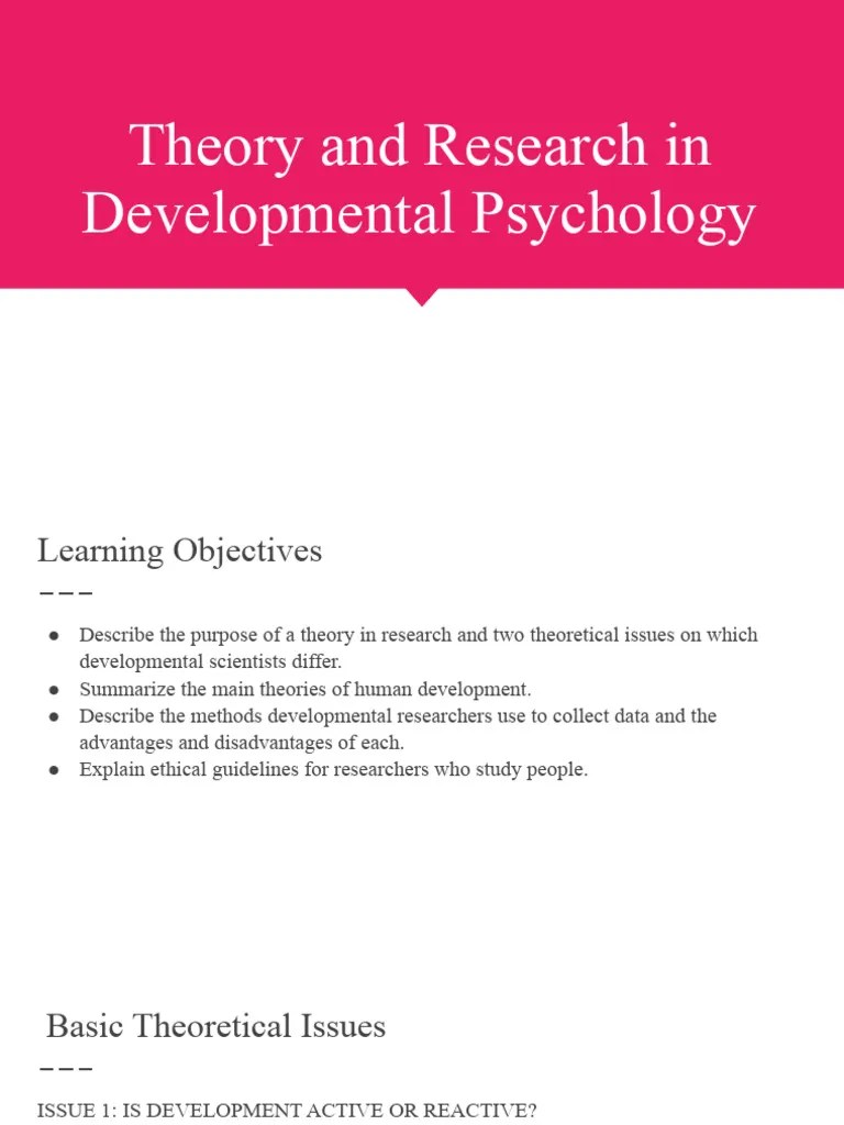 Theory And Research In Developmental Psychology | PDF | Cognitive Development | Psychology