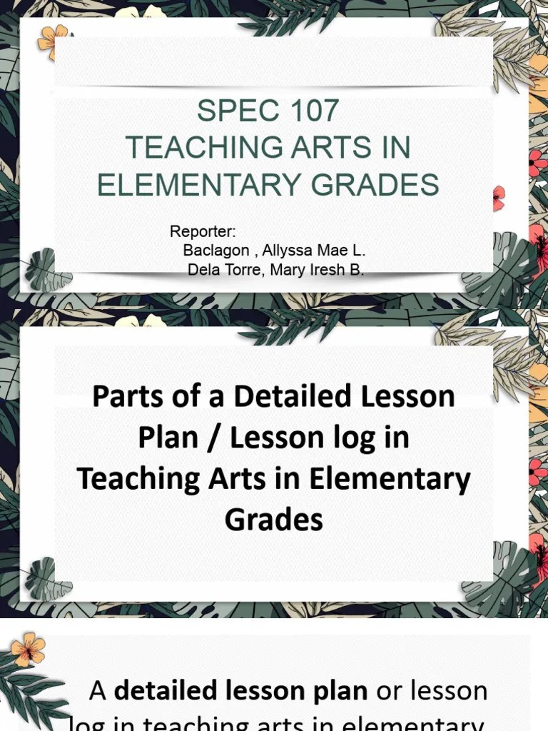 SPEC 107-Arts | PDF | Lesson Plan | Teachers