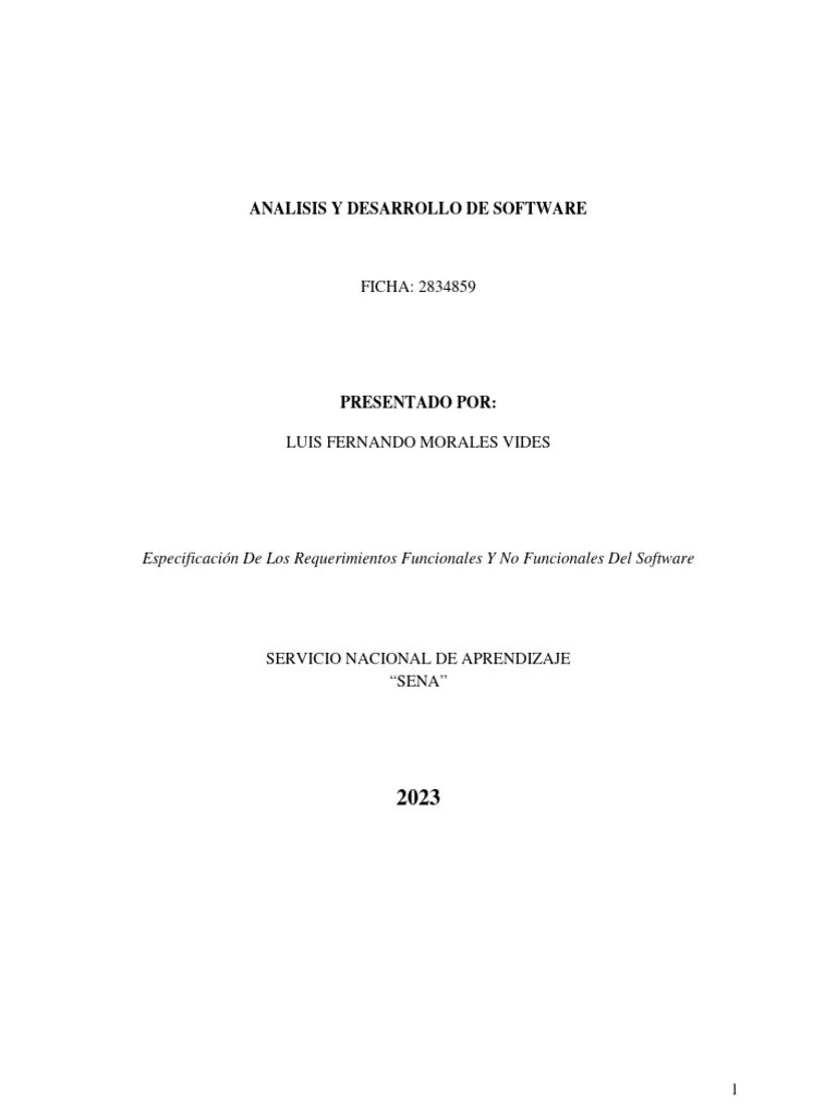 ESPECIFICACIÓN DE LOS REQUERIMIENTOS FUNCIONALES Y NO FUNCIONALES DEL SOFTWARE | PDF