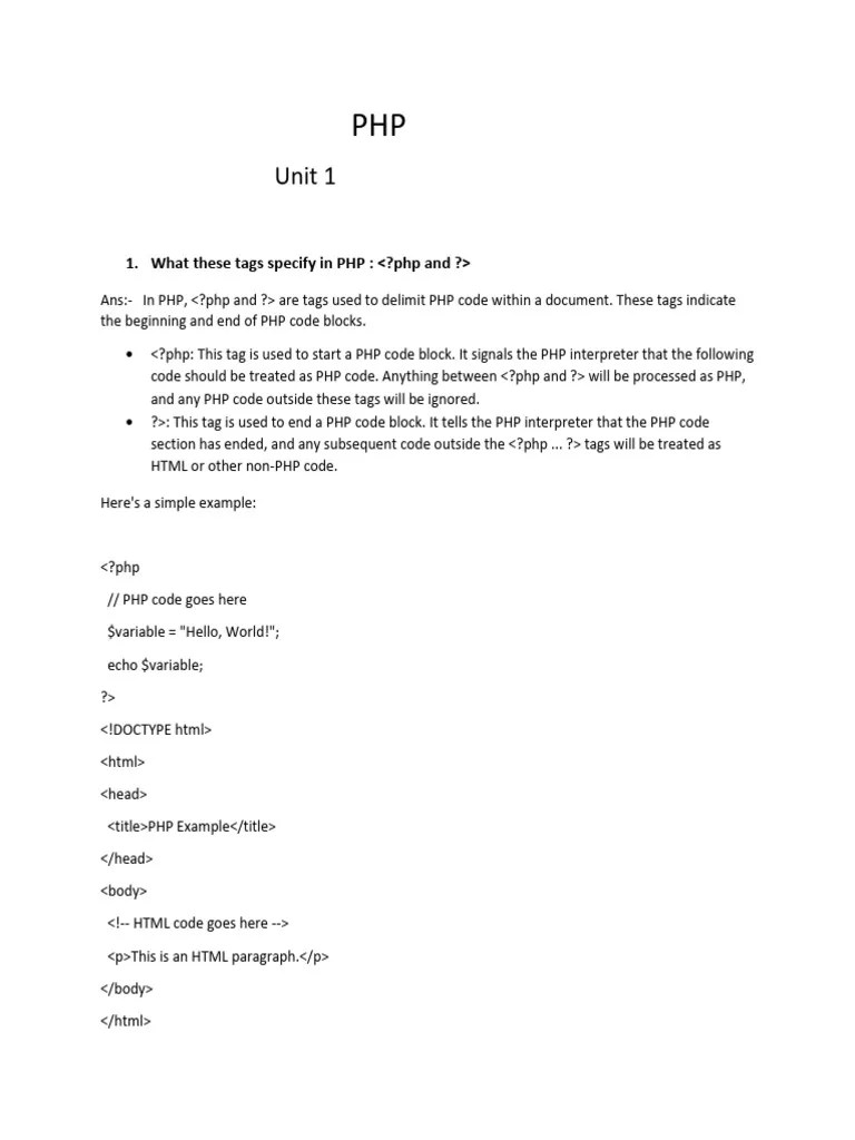 PHP Questions | PDF | Php | Dynamic Web Page