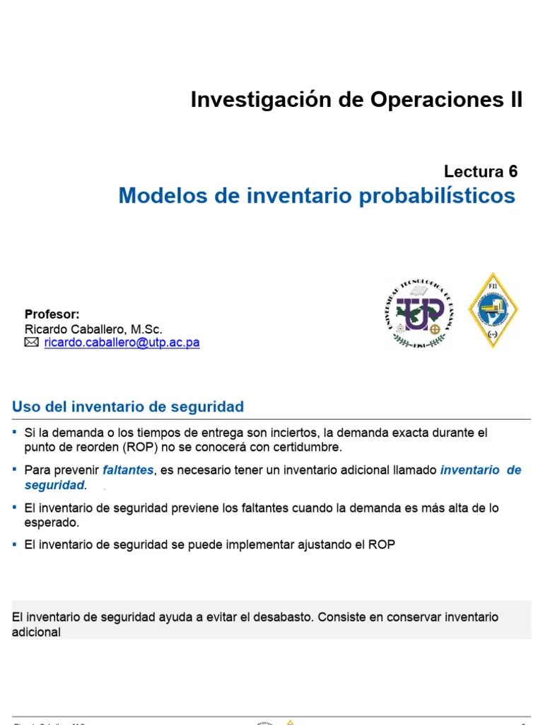 Lmodelos De Inventario Probabilistico | PDF | Inventario | Distribución Normal