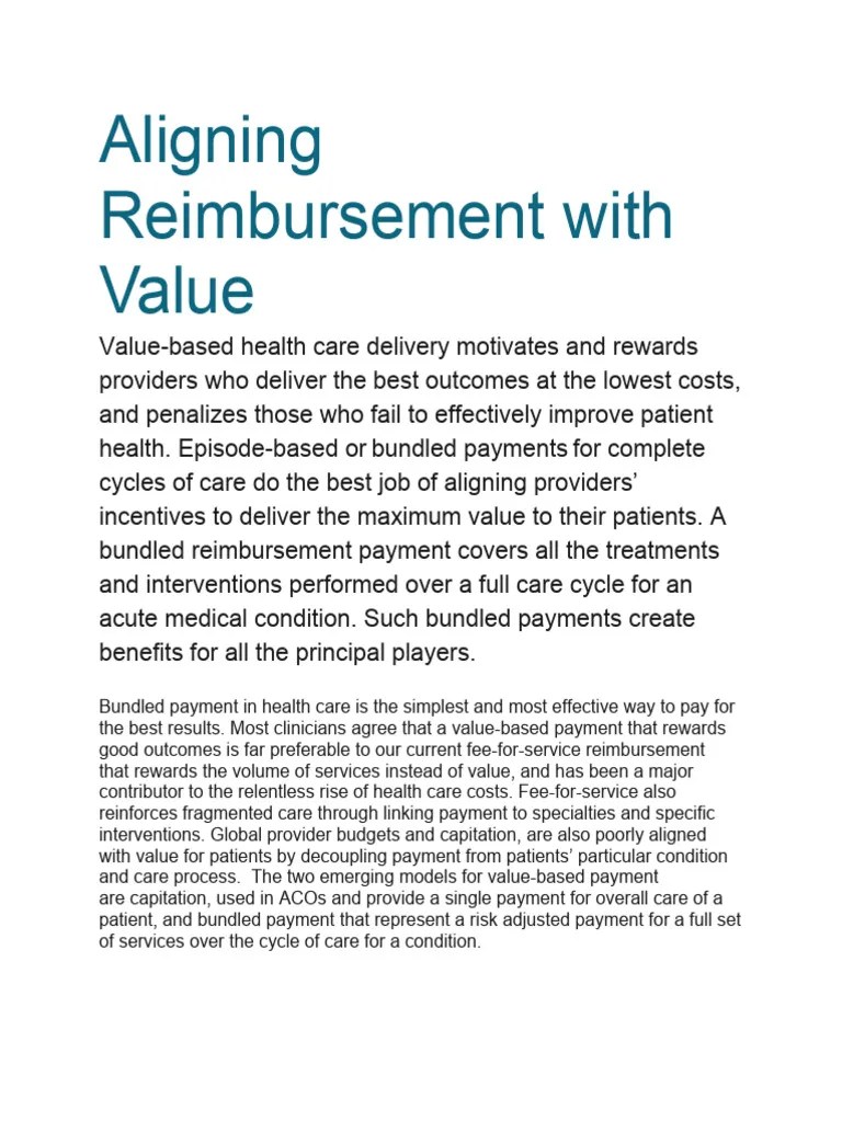Aligning Reimbursement With Value | PDF | Fee For Service | Health Care