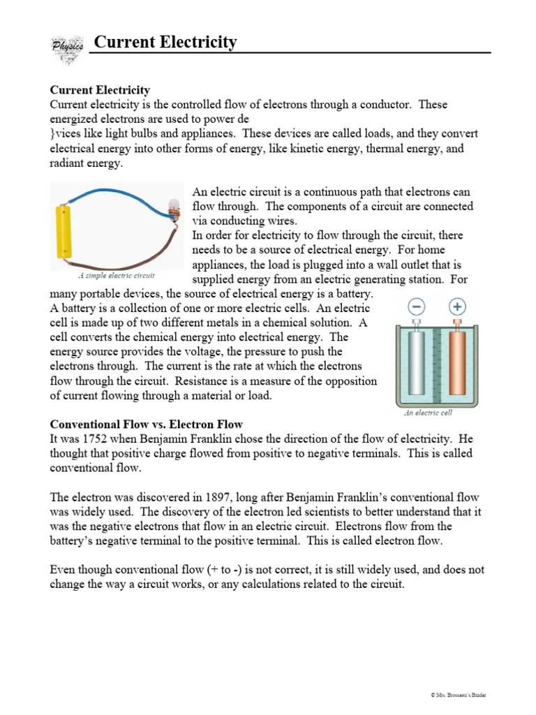 Current Electricity - Student Workbook V3 | PDF | Series And Parallel ...