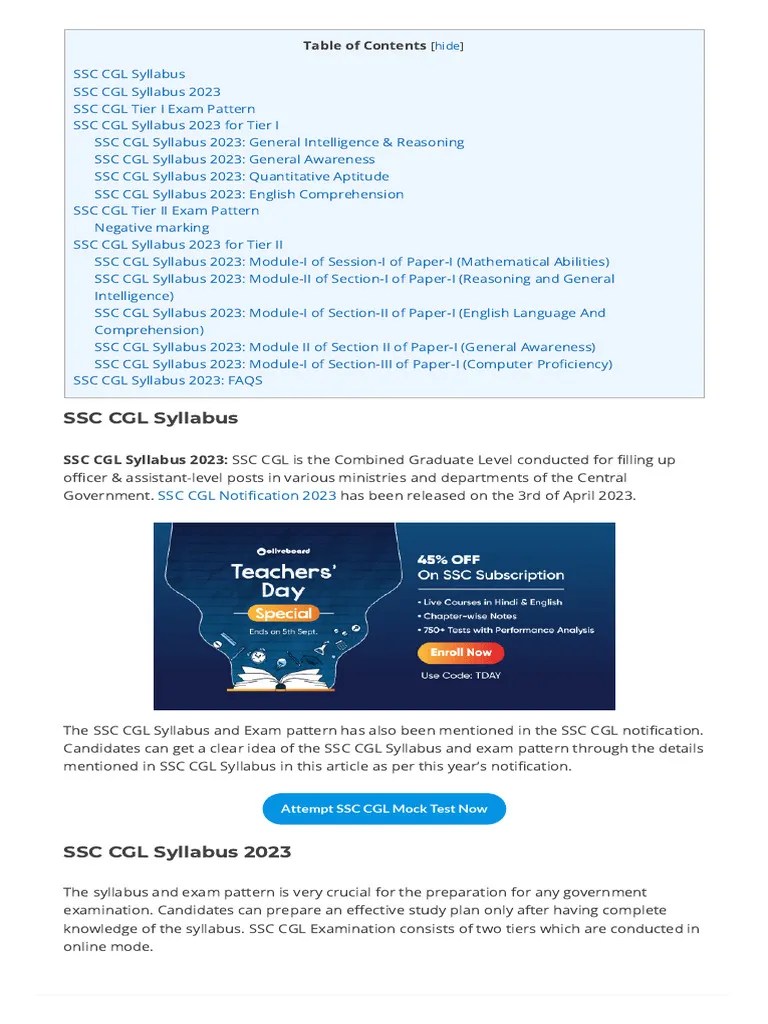 SSC CGL Syllabus | Download Free PDF | Trigonometry | Triangle
