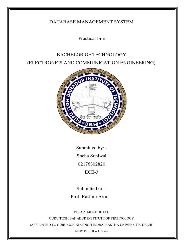 DBMS Practical File | PDF | Pl/Sql | Sql