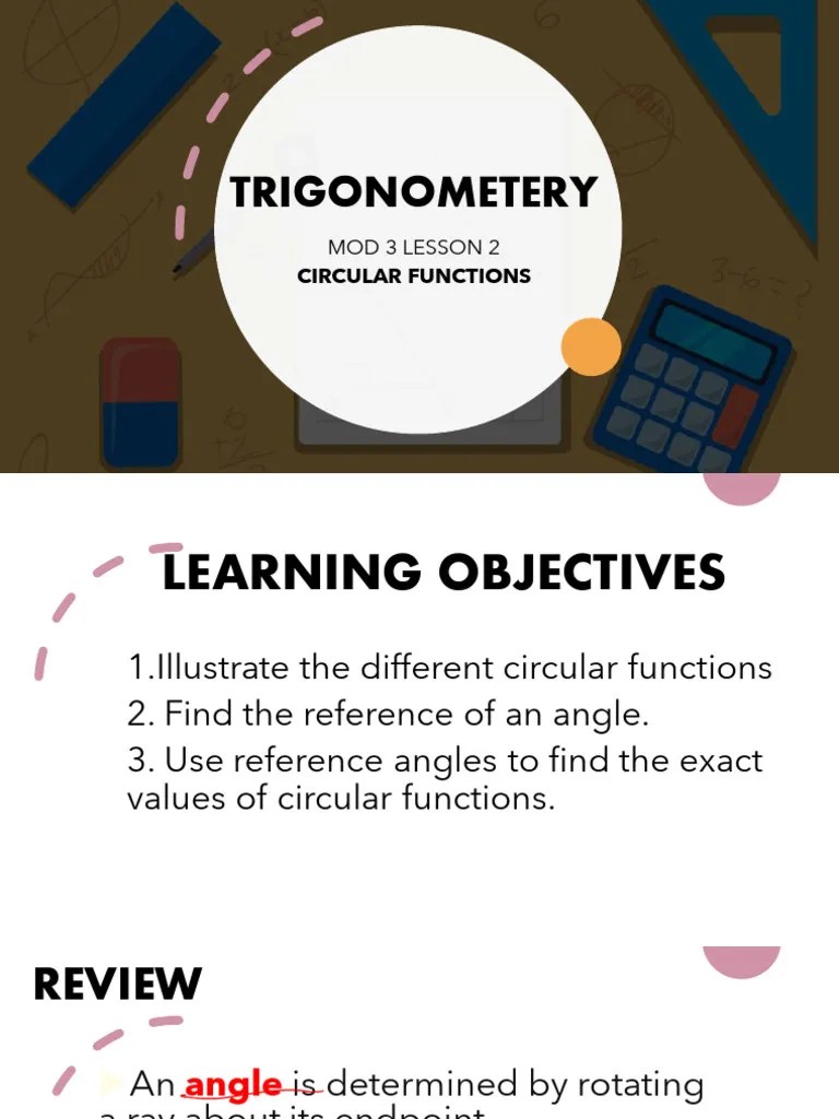 STEM1 Lesson 2 - Circular Functions Fleming | PDF | Trigonometric Functions | Trigonometry