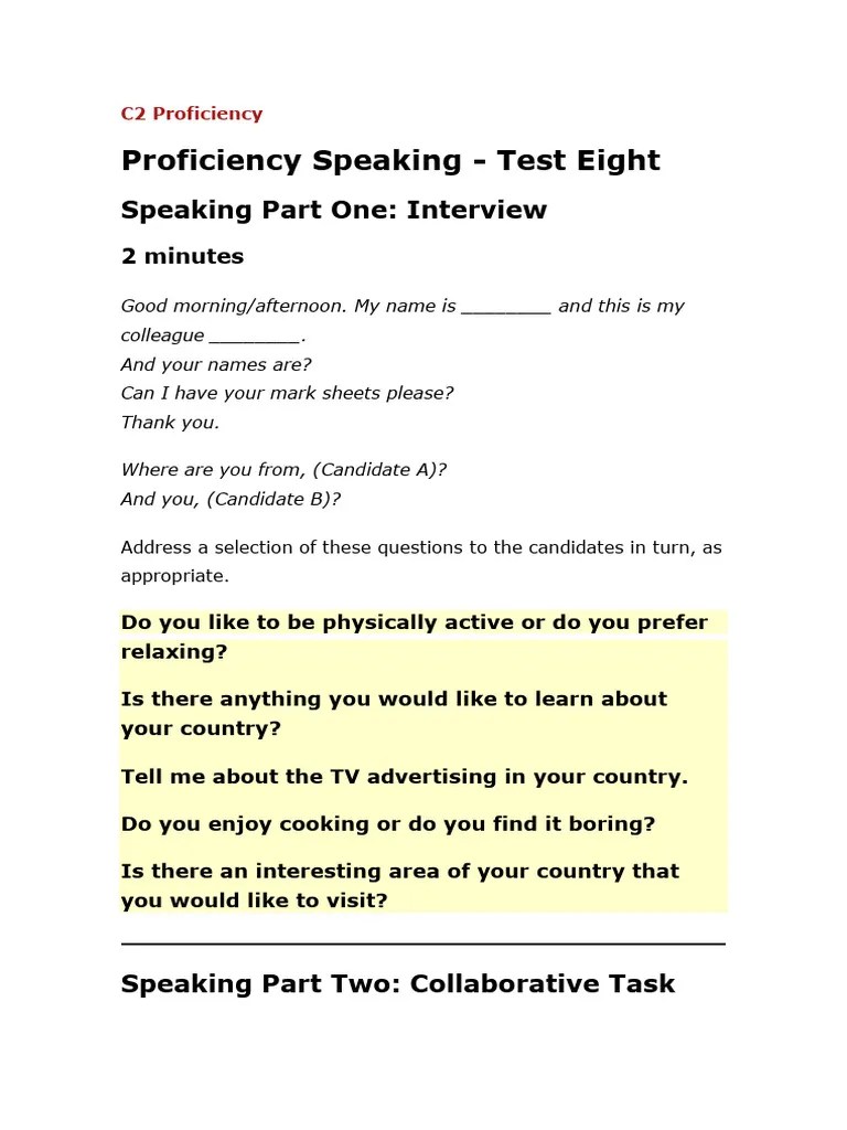 C2 Speaking Test 8 | PDF