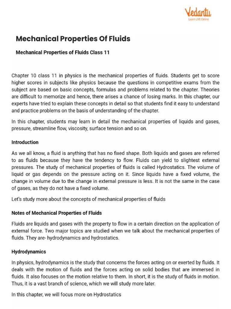 Mechanical Properties Of Fluids | PDF