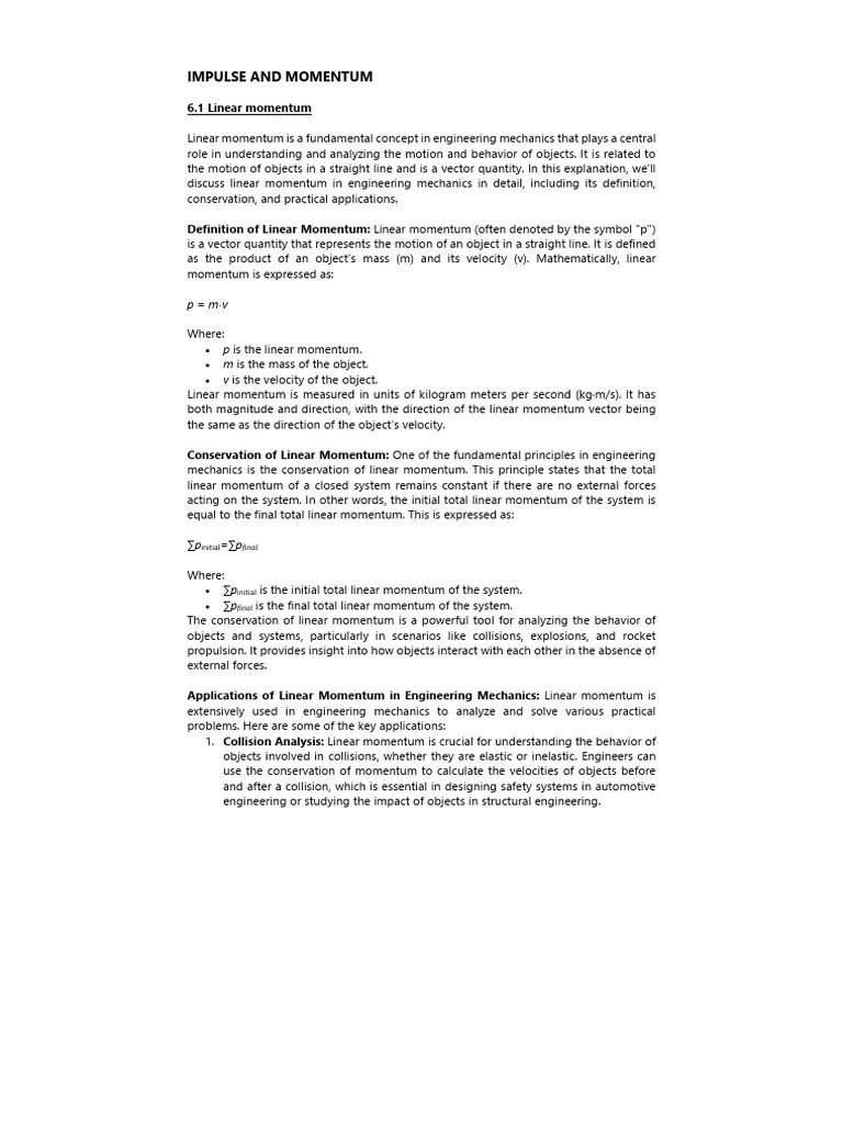 Impulse And Momentum | PDF | Momentum | Collision