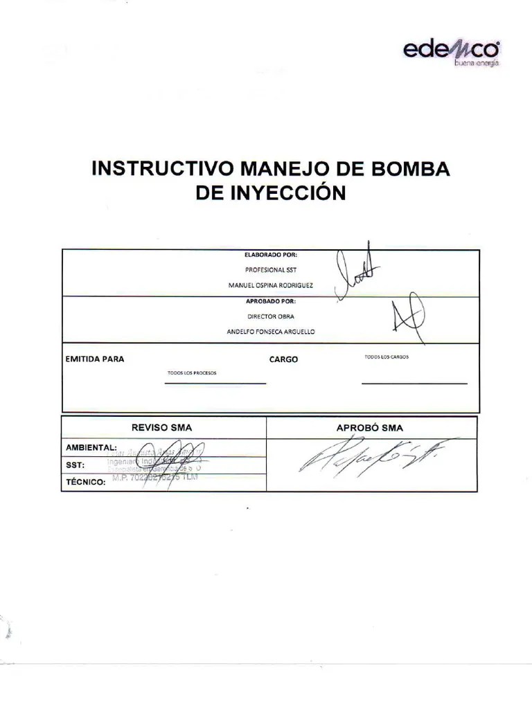 Instructivo Manejo De Bomba De Inyeccion | PDF