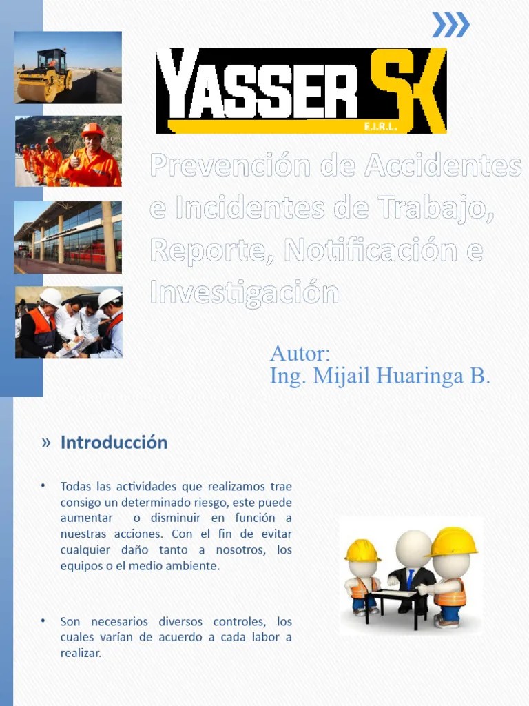 Prevención De Accidentes E Incidentes De Trabajo, Reporte, Notificación E Investigación | PDF ...