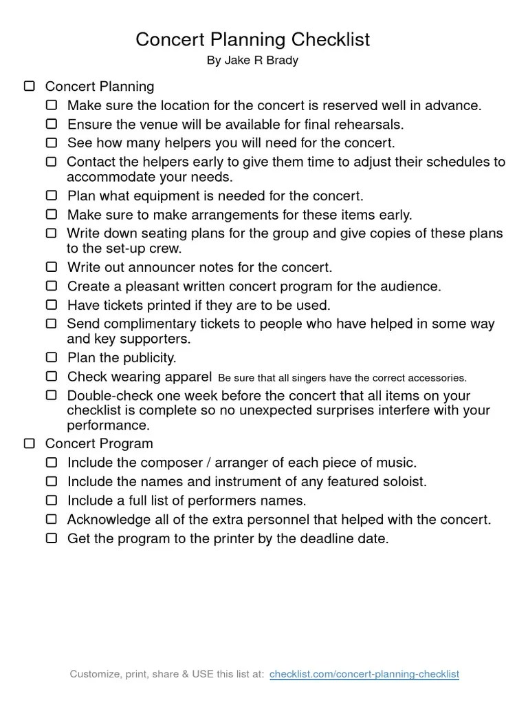 Concert-planning-checklist | PDF