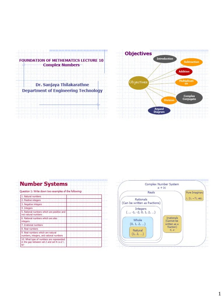 Lecture 10 - Complex Numbers | PDF | Numbers | Complex Number