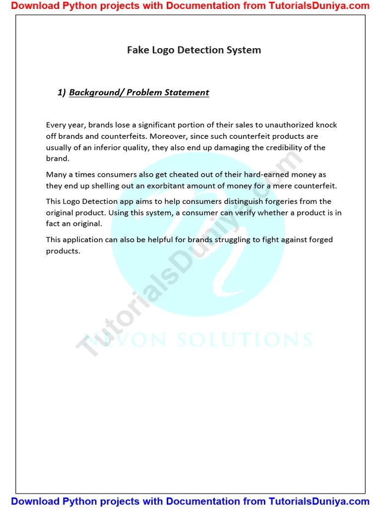 Online Fake Logo Detection System Python Project | PDF