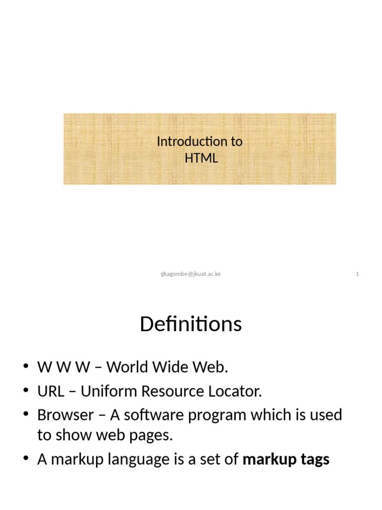 Introduction To HTML CLASS NOTES | PDF | World Wide Web | Internet & Web