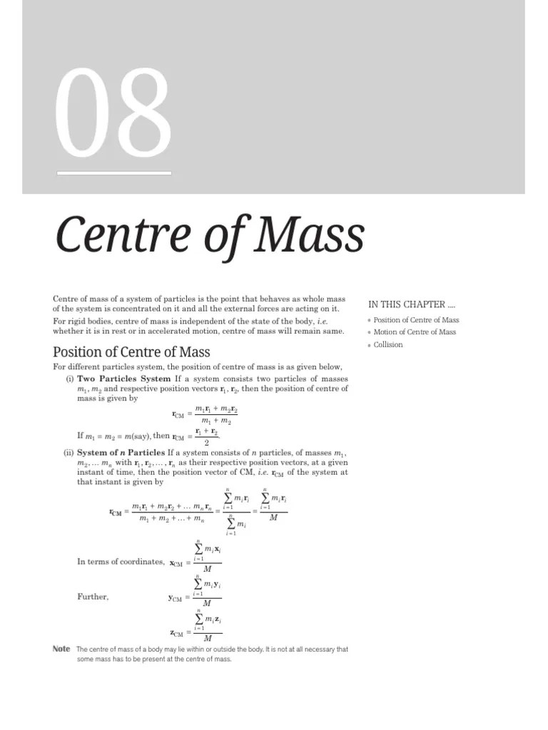 Centre Of Mass | PDF | Collision | Momentum