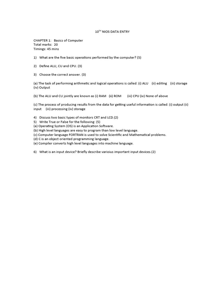 10TH Nios Data Entry | PDF | Computers