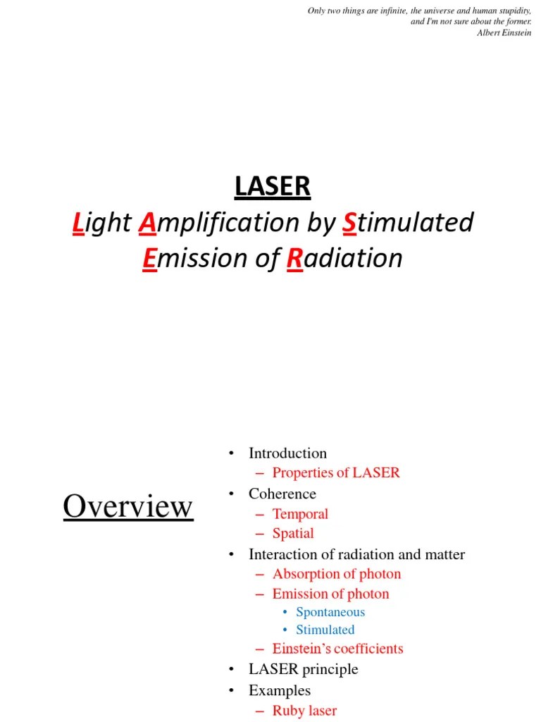 Lecture LASER | PDF | Laser | Emission Spectrum